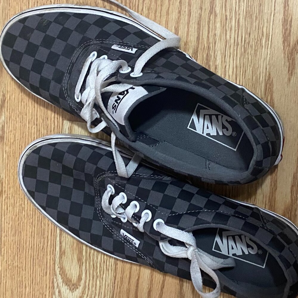 Black Checkerboard Vans Mens size 8.5